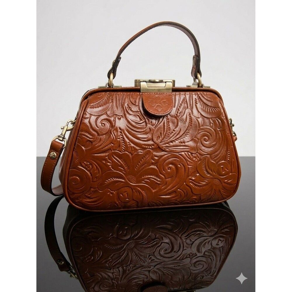 Patricia Nash Gracchi Satchel Vintage Floral Print Leather Boho Crossbody